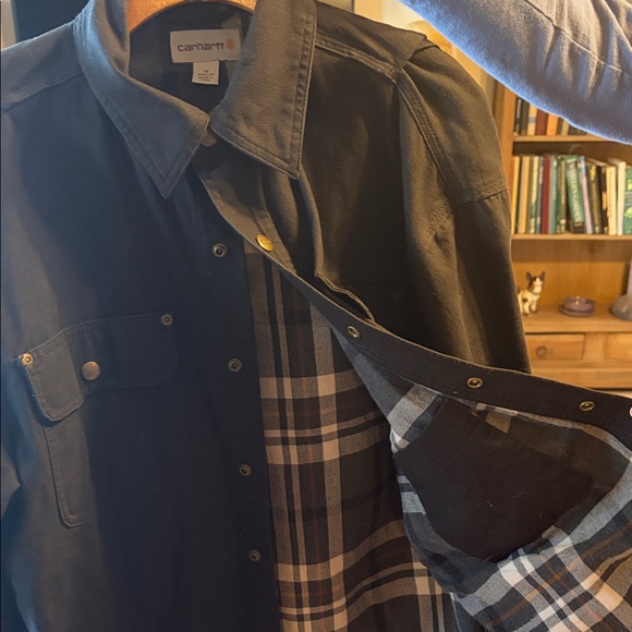 Carhartt Men's Navy Snap-Front Work Shirt Jacket - Picture 2 of 4